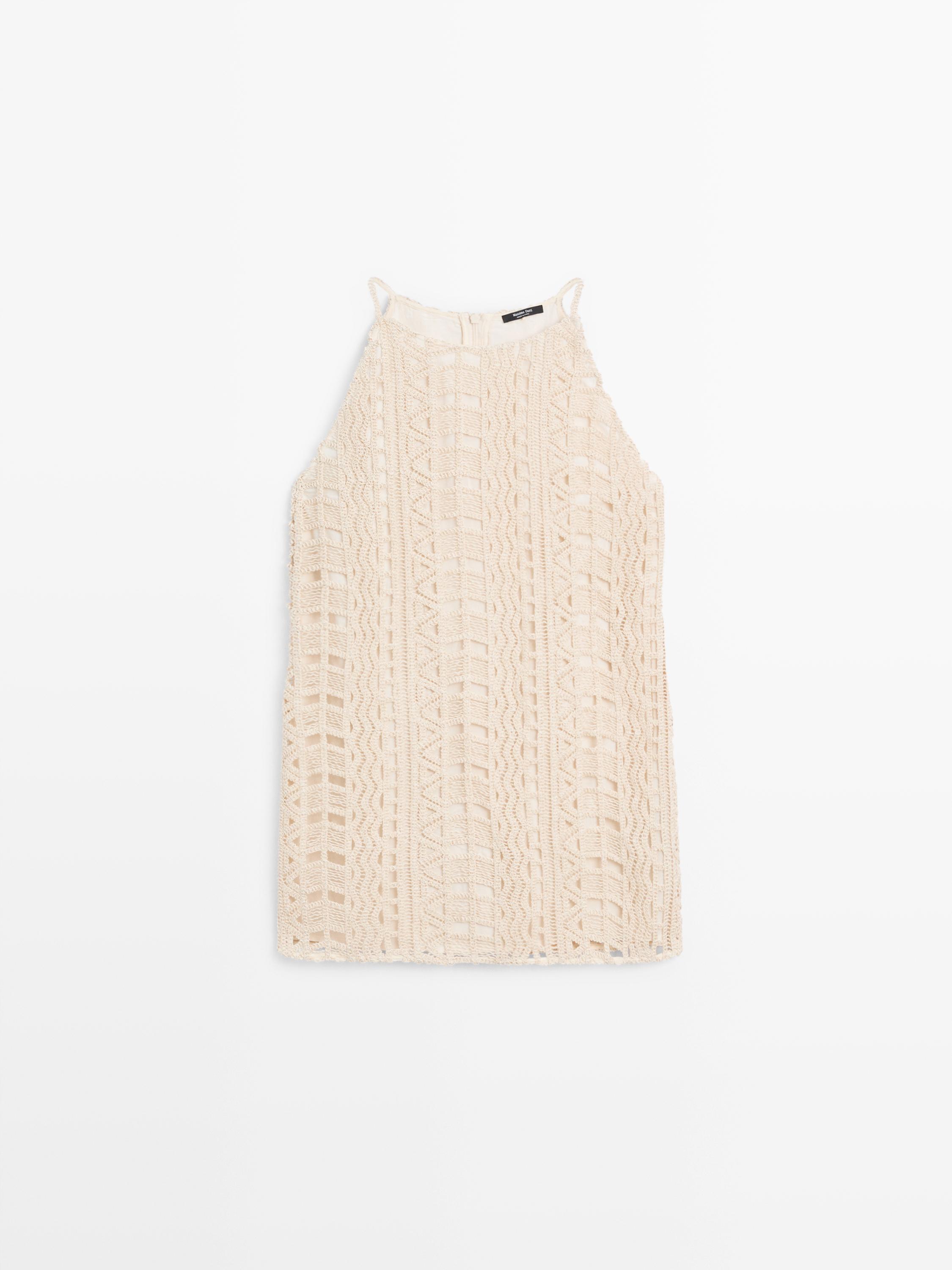 Short openwork dress with metallic detail